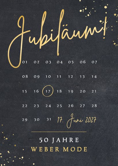 Einladung zur Jubiläumsfeier mit Kalender Send a Smile