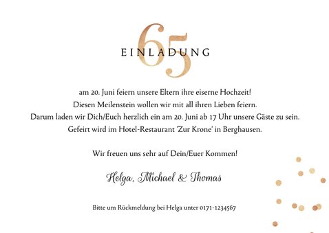 Einladung Zur Eisernen Hochzeit Mit Fotos Send A Smile