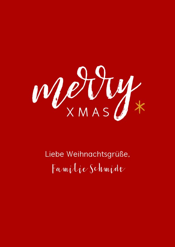 Weihnachtskarte großes Foto und merry XMAS Send a Smile