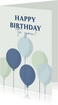 Blaue Geburtstagskarte grafische Luftballons 