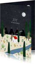 Christliche Weihnachtskarte 'Joy the world' mit Landschaft