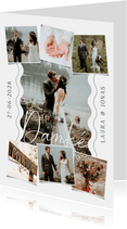 Dankeschönkarte Hochzeit Fotocollage & Wellenlinien