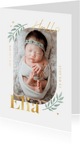 Dankeskarte Geburt Foto, Zweige & Gold