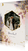Dankeskarte Hochzeit stilvolle Blumen und Foto