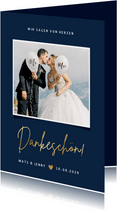 Dankeskarte mit Foto Hochzeit klassisch Dunkelblau
