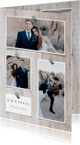 Dankeskarte zur Hochzeit Fotos auf Holz