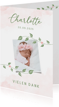Danksagung Geburtskarte Foto Blumenranken
