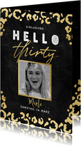 Einladung 'hello thirty' mit Foto und Animalprint