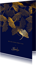 Einladung Konfirmation Ginkgoblätter Stempel Foto innen