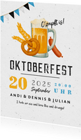 Einladung Oktoberfest Brezel, Bier & Wurst
