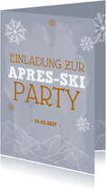 Einladung zur Après-Ski Party mit abstraktem Hintergrund