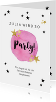 Einladung zur Geburtstagsparty Party Stars rosa