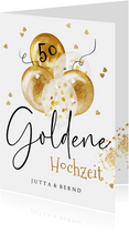 Einladung zur Goldenen Hochzeit goldene Luftballons