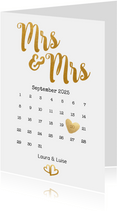 Einladung zur Hochzeit Mrs. & Mrs. Buchstaben in Goldlook