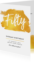 Einladungskarte 'Fifty' mit Goldeffekten