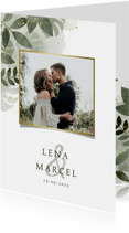 Einladungskarte Hochzeit mit Foto botanisch mit Wasserfarbe