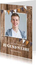 Einladungskarte Jugendweihe Foto auf Holz