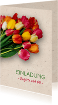 Einladungskarte zum Geburtstag Bunte Tulpen