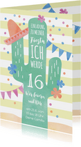 Einladungskarte zum Geburtstag Fiesta mit Kaktus
