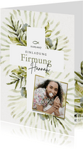 Firmung Einladungskarte Kreuz botanisch