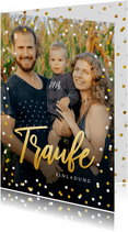 Fotokarte Einladung 'Traufe' mit Konfettirahmen