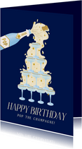 Geburtstagskarte Champagner-Turm 'happy birthday'