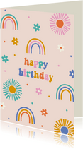 Geburtstagskarte Regenbogen & Sonne 'Happy Birthday'
