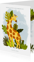 Glückwunschkarte zur Geburt mit Giraffe