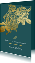 Goldene Hochzeit Glückwunschkarte Rosen in Gold
