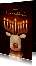 Grußkarte mit Rentier zu Hanukkah und Weihnachten