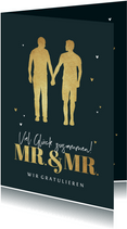 Hochzeit Glückwunschkarte Mr. & Mr. gold