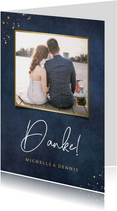 Hochzeits-Dankeskarte dunkelblau mit Foto