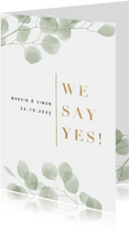 Hochzeitseinladung Eukalyptus 'we say yes' Foto innen