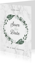Hochzeitskarte Save-the-Date Marmor & Botanik