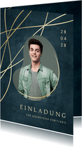 Jugendfeier Einladungskarte blau Foto & organische Linien