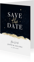 Karte Save-the-Date Hochzeit Aquarell schwarz-gold