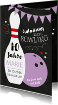  Kindergeburtstagseinladung Bowling lila