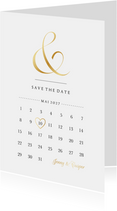 Klassische Save-the-Date-Karte zur Hochzeit gold Kalender