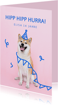 Lustige Geburtstagskarte Hund mit Partyhut
