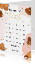 Save-the-Date-Karte Kalender Herzchen Goldstreifen
