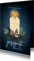 Stilvolle Weihnachtskarte gesegnete Weihnacht mit Kerze