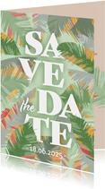 Tropische Blätter Save-the-Date-Karte