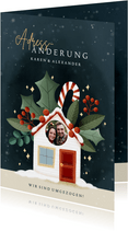 Weihnachts-Umzugskarte Haus mit Fenster