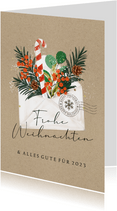 Weihnachtsgrußkarte Zweige im Briefumschlag