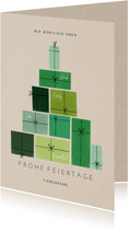 Weihnachtskarte Firma Weihnachtsbaum aus Geschenken