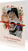 Weihnachtskarte Fotos mit Schleife