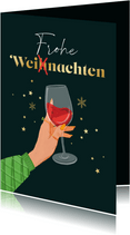 Weihnachtskarte 'Frohe Weinachten' Weinglas