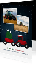 Weihnachtskarte geschäftlich Traktor mit Weihnachtsbaum