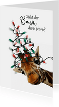 Weihnachtskarte Giraffe mit Lichterkette