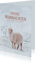 Weihnachtskarte mit Schaf im Schnee
